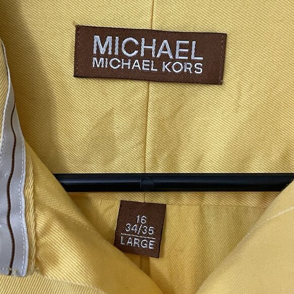 Michael Kors Mens Dress Shirt Large 34/35 100% Cotton Button Down Long Sleeve - Picture 3 of 5